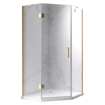 Pětiúhelníkový sprchový kout HYD-PK10C 100x100 zlatá/transparent - bez vaničky