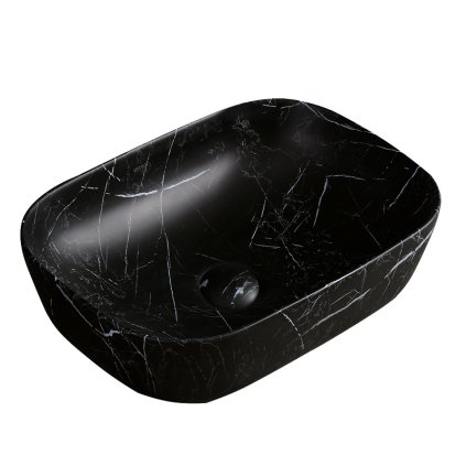 Keramické umyvadlo na desku HYD-MO-MAR5-455 45,5x32,5 cm, černý mramor