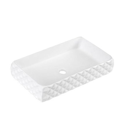 Keramické umyvadlo na desku HYD-PL-WH-605 60,5x34 cm, bílé struktura