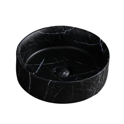 Keramické umyvadlo na desku HYD-LA-MTB-MAR5-360 ø36 cm, černý mramor
