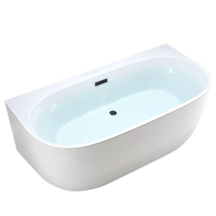 Volně stojící akrylátová vana ke stěně HYD-6060 NR526D 170x85 bílá, odtokový komplet černý