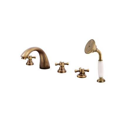 Vanová baterie 5-otvorová MORAVA RETRO - MK369.xPSM, Stará mosaz (Bronz) (SLEZÁK RAV-Barva Stará mosaz, SLEZÁK RAV-Připojovací hadičky - závit 1/2")