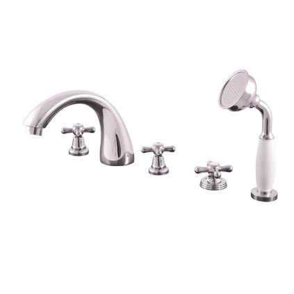 Vanová baterie 5-otvorová MORAVA RETRO - MK169.xP, Chrom (SLEZÁK RAV-Barva Chrom, SLEZÁK RAV-Připojovací hadičky - závit 3/8")