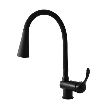 Umyvadlová/dřezová baterie s flexibilním ramínkem bez výpusti LABE - L008.x/13CMAT, Černá mat (SLEZÁK RAV-Barva Černá mat, SLEZÁK RAV-Připojovací hadičky - závit 1/2")