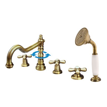 Vanová baterie 5-otvorová MORAVA RETRO - MK164.xPSM, Stará mosaz (Bronz) (SLEZÁK RAV-Barva Stará mosaz, SLEZÁK RAV-Připojovací hadičky - závit 1/2")