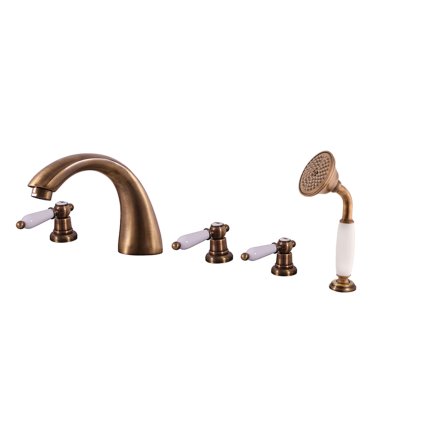 Vanová baterie 5-otvorová MORAVA RETRO - MK569.xPSM, Stará mosaz (Bronz) (SLEZÁK RAV-Barva Stará mosaz, SLEZÁK RAV-Připojovací hadičky - závit 1/2")