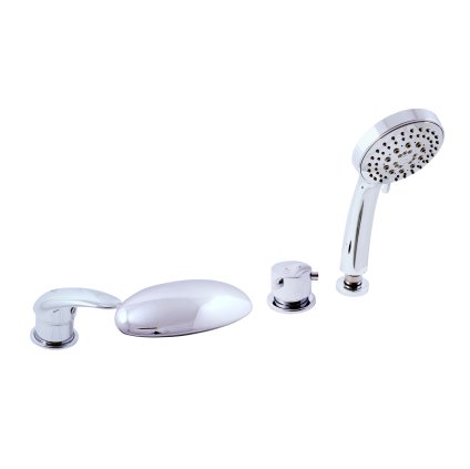 Vanová baterie 4-otvorová - vodopád DUNAJ - D470.xP, Chrom (SLEZÁK RAV-Barva Chrom, SLEZÁK RAV-Připojovací hadičky - závit 3/8")