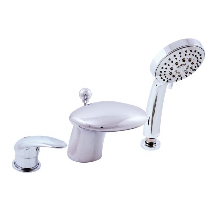 Vanová baterie 3-otvorová - vodopád DUNAJ - D471.xS, Chrom (SLEZÁK RAV-Barva Chrom, SLEZÁK RAV-Připojovací hadičky - závit 3/8")