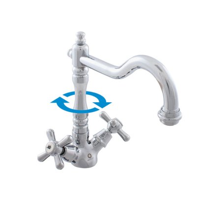 Dřezová baterie MORAVA RETRO - MK120.x/8, Chrom (SLEZÁK RAV-Barva Chrom, SLEZÁK RAV-Připojovací hadičky - závit 3/8")