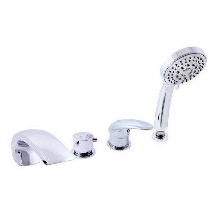 Vanová baterie 4-otvorová - vodopád DUNAJ - D472.xP, Chrom (SLEZÁK RAV-Barva Chrom, SLEZÁK RAV-Připojovací hadičky - závit 3/8")