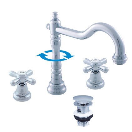 Umyvadlová baterie s výpustí MORAVA RETRO - MK132.x, Chrom (SLEZÁK RAV-Barva Chrom, SLEZÁK RAV-Připojovací hadičky - závit 3/8")