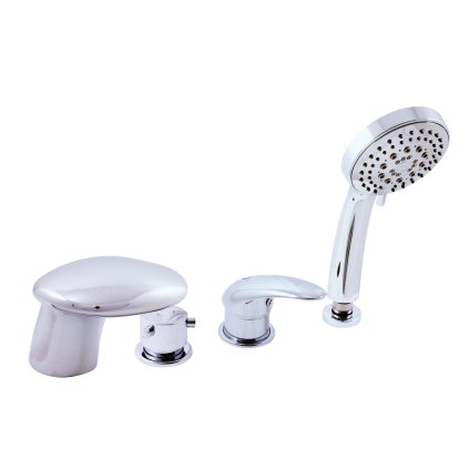 Vanová baterie 4-otvorová - vodopád DUNAJ - D471.xP, Chrom (SLEZÁK RAV-Barva Chrom, SLEZÁK RAV-Připojovací hadičky - závit 3/8")