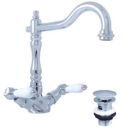 Umyvadlová baterie s výpustí MORAVA RETRO - MK521.x/8, Chrom (SLEZÁK RAV-Barva Chrom, SLEZÁK RAV-Připojovací hadičky - závit 3/8")