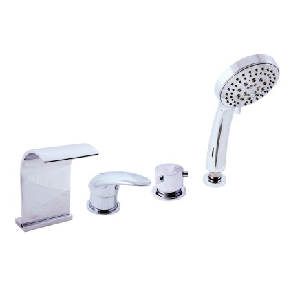 Vanová baterie 4-otvorová - vodopád DUNAJ - D467.xP, Chrom (SLEZÁK RAV-Barva Chrom, SLEZÁK RAV-Připojovací hadičky - závit 3/8")