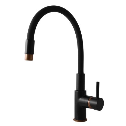 Dřezová baterie s flexibilním ramínkem SEINA - SE919.x/10CMATSM, Černá mat/stará mosaz (Bronz) (SLEZÁK RAV-Barva Černá mat/stará mosaz, SLEZÁK RAV-Připojovací hadičky - závit 1/2")
