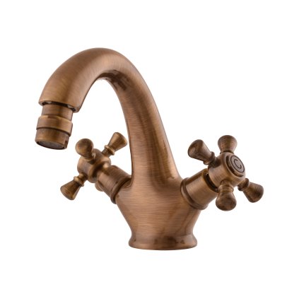 Bidetová baterie s výpustí MORAVA RETRO - MK343.xSM, Stará mosaz (Bronz) (SLEZÁK RAV-Barva Stará mosaz, SLEZÁK RAV-Připojovací hadičky - závit 3/8")