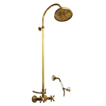 Sprchový komplet se směšovací baterií MORAVA RETRO - MK381.x/3SM, Stará mosaz (Bronz) (SLEZÁK RAV-Barva Stará mosaz, SLEZÁK RAV-Rozteč připojení (mm) 100)