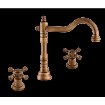 Umyvadlová baterie s výpustí MORAVA RETRO - MK332.xSM, Stará mosaz (Bronz) (SLEZÁK RAV-Barva Stará mosaz, SLEZÁK RAV-Připojovací hadičky - závit 3/8")
