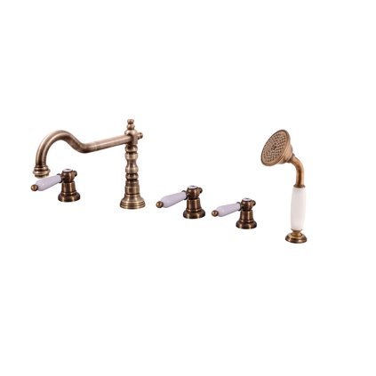 Vanová baterie 5-otvorová MORAVA RETRO - MK564.xPSM, Stará mosaz (Bronz) (SLEZÁK RAV-Barva Stará mosaz, SLEZÁK RAV-Připojovací hadičky - závit 1/2")