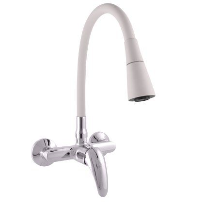 Umyvadlová/dřezová baterie s flexibilním ramínkem SÁZAVA - SAx02.x/13S, Šedá/chrom (SLEZÁK RAV-Barva Šedá/chrom, SLEZÁK RAV-Rozteč připojení (mm) 100, SLEZÁK RAV-Typ ovládací páky Ovládací páka č.: 0 - (SA002.0/13S))