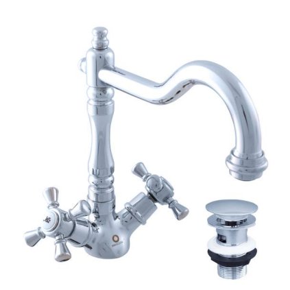 Umyvadlová baterie s výpustí MORAVA RETRO - MK321.x/8, Chrom (SLEZÁK RAV-Barva Chrom, SLEZÁK RAV-Připojovací hadičky - závit 3/8")