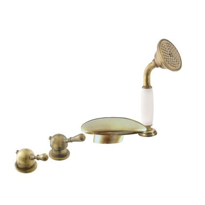 Vanová baterie 3-otvorová LABE - L470.xPSM, Stará mosaz (Bronz) (SLEZÁK RAV-Barva Stará mosaz, SLEZÁK RAV-Připojovací hadičky - závit 1/2")