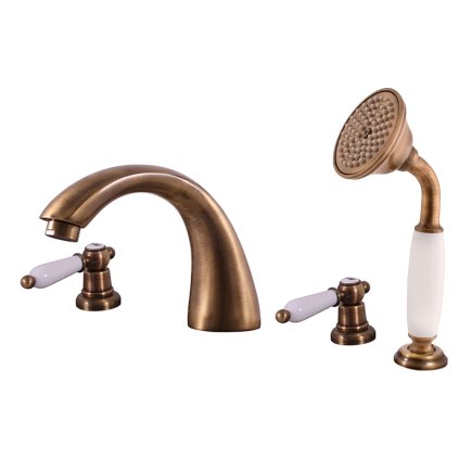 Vanová baterie 4-otvorová MORAVA RETRO - MK569.xSSM, Stará mosaz (Bronz) (SLEZÁK RAV-Barva Stará mosaz, SLEZÁK RAV-Připojovací hadičky - závit 1/2")