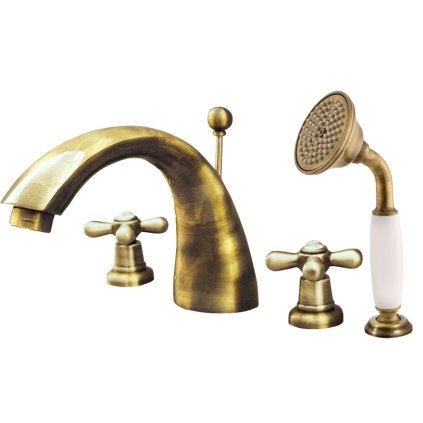 Vanová baterie 4-otvorová MORAVA RETRO - MK169.xSSM, Stará mosaz (Bronz) (SLEZÁK RAV-Barva Stará mosaz, SLEZÁK RAV-Připojovací hadičky - závit 1/2")