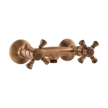Sprchová baterie MORAVA RETRO - MK380.xSM, Stará mosaz (Bronz) (SLEZÁK RAV-Barva Stará mosaz, SLEZÁK RAV-Rozteč připojení (mm) 100)