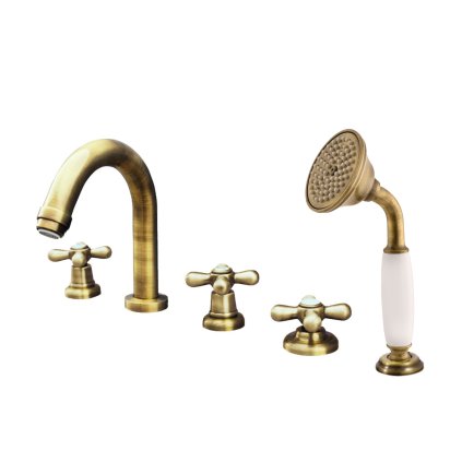 Vanová baterie 5-otvorová MORAVA RETRO - MK162.xPSM, Stará mosaz (Bronz) (SLEZÁK RAV-Barva Stará mosaz, SLEZÁK RAV-Připojovací hadičky - závit 1/2")