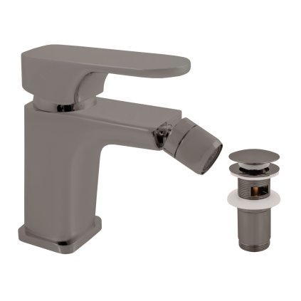 Bidetová baterie s výpustí YUKON - YU145.xKMGK, Metal Grey kartáčovaná (SLEZÁK RAV-Barva Kovově šedá kartáčovaná, SLEZÁK RAV-Připojovací hadičky - závit 3/8")