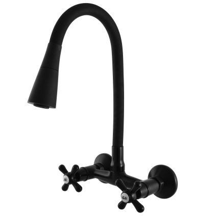 Umyvadlová/dřezová baterie s flexibilním ramínkem MORAVA RETRO - MK102.x/13CMAT, Černá mat (SLEZÁK RAV-Barva Černá mat, SLEZÁK RAV-Rozteč připojení (mm) 100)