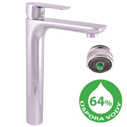 Umyvadlová vysoká baterie bez výpusti VLTAVA ECO - VTE430.x, Chrom (SLEZÁK RAV-Barva Chrom, SLEZÁK RAV-Připojovací hadičky - závit 1/2")