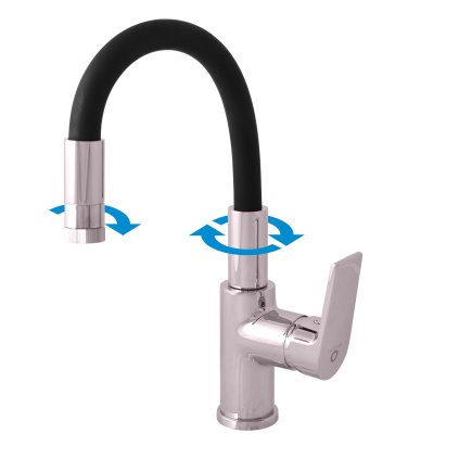 Umyvadlová baterie s flexibilním ramínkem bez výpusti COLORADO - CO119.x/16, Černá/chrom (SLEZÁK RAV-Barva Černá/chrom, SLEZÁK RAV-Připojovací hadičky - závit 3/8")