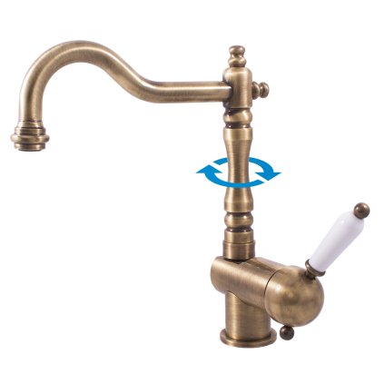 Umyvadlová/dřezová baterie bez výpusti LABE - L508.x/8SM, Stará mosaz (Bronz) (SLEZÁK RAV-Barva Stará mosaz, SLEZÁK RAV-Připojovací hadičky - závit 1/2")