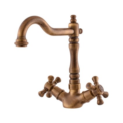 Dřezová baterie MORAVA RETRO - MK320.x/8SM, Stará mosaz (Bronz) (SLEZÁK RAV-Barva Stará mosaz, SLEZÁK RAV-Připojovací hadičky - závit 1/2")
