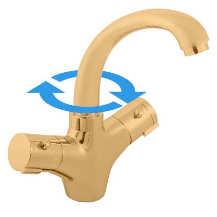 Umyvadlová baterie bez výpusti TERMOSTATICKÁ - TRM26.xZK, Zlatá kartáčovaná (SLEZÁK RAV-Barva Zlatá kartáčovaná, SLEZÁK RAV-Připojovací hadičky - závit 3/8")