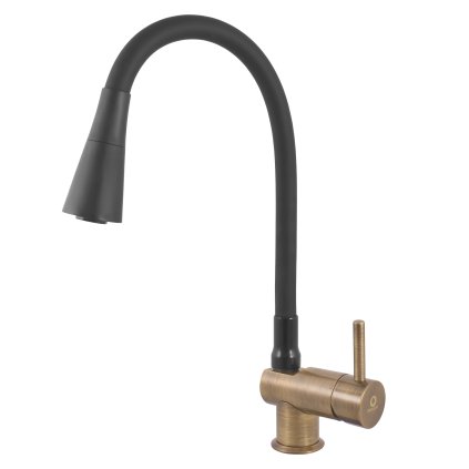 Dřezová baterie s flexibilním ramínkem SEINA - SE908.x/13SM, Stará mosaz (Bronz) (SLEZÁK RAV-Barva Stará mosaz, SLEZÁK RAV-Připojovací hadičky - závit 1/2")