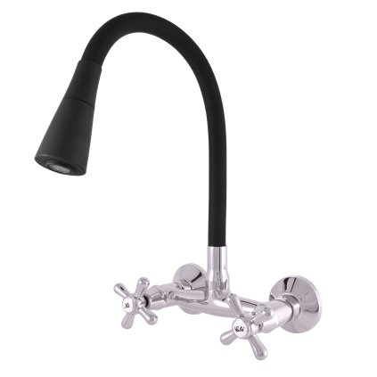 Umyvadlová/dřezová baterie s flexibilním ramínkem MORAVA RETRO - MK102.x/13, Černá/chrom (SLEZÁK RAV-Barva Černá/chrom, SLEZÁK RAV-Rozteč připojení (mm) 100)