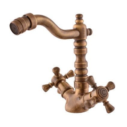 Bidetová baterie bez výpusti MORAVA RETRO - MK320.x/9SM, Stará mosaz (Bronz) (SLEZÁK RAV-Barva Stará mosaz, SLEZÁK RAV-Připojovací hadičky - závit 3/8")