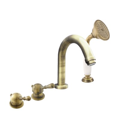 Vanová baterie 4-otvorová LABE - L462.xPSM, Stará mosaz (Bronz) (SLEZÁK RAV-Barva Stará mosaz, SLEZÁK RAV-Připojovací hadičky - závit 1/2")