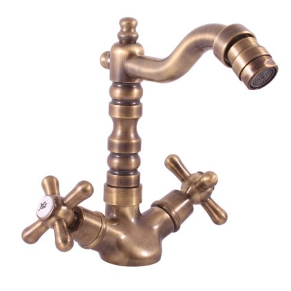 Bidetová baterie bez výpusti MORAVA RETRO - MK120.x/9SM, Stará mosaz (Bronz) (SLEZÁK RAV-Barva Stará mosaz, SLEZÁK RAV-Připojovací hadičky - závit 3/8")