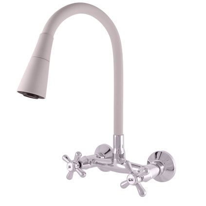 Umyvadlová/dřezová baterie s flexibilním ramínkem MORAVA RETRO - MK102.x/13S, Šedá/chrom (SLEZÁK RAV-Barva Šedá/chrom, SLEZÁK RAV-Rozteč připojení (mm) 100)