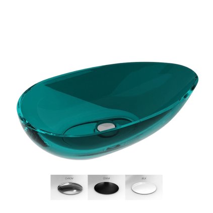 Deskové umyvadlo ze syntetické pryskyřice Neya 60x35 cm Ocean Breeze s výpustí Click-Clack