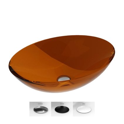 Deskové umyvadlo ze syntetické pryskyřice Anya 50x35 cm Earth Rust s výpustí Click-Clack