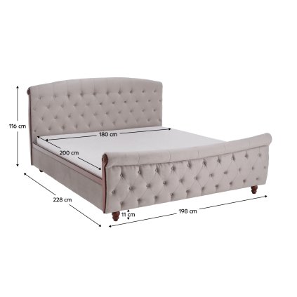 Postel s úložným prostorem, 180x200, šedohnědá Taupe Velvet látka, BARETO