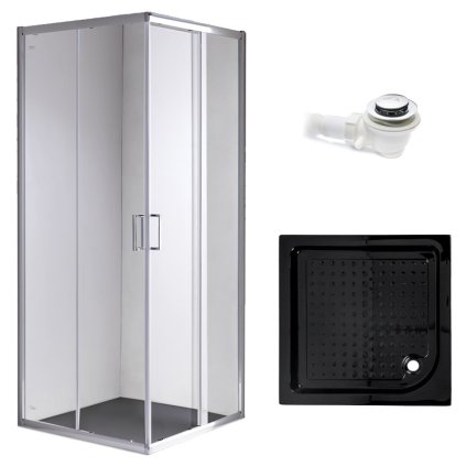 Čtvercový sprchový kout HYD-SK93C 100x100 chrom/transparent + vanička HYD-SSV-SXL02C černá