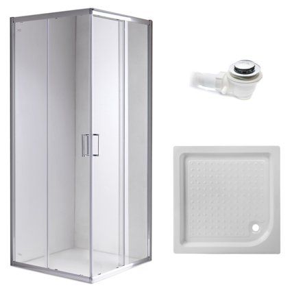 Čtvercový sprchový kout HYD-SK93B 90x90 chrom/transparent + vanička HYD-SSV-SXL02B bílá