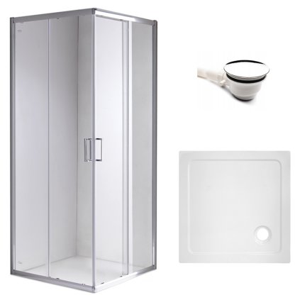 Čtvercový sprchový kout HYD-SK93B 90x90 chrom/transparent + vanička HYD-SSV-ST02B bílá