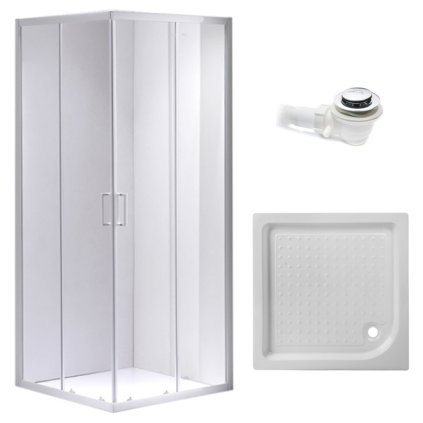 Čtvercový sprchový kout HYD-SK93B 90x90 bílá/transparent + vanička HYD-SSV-SXL02B bílá